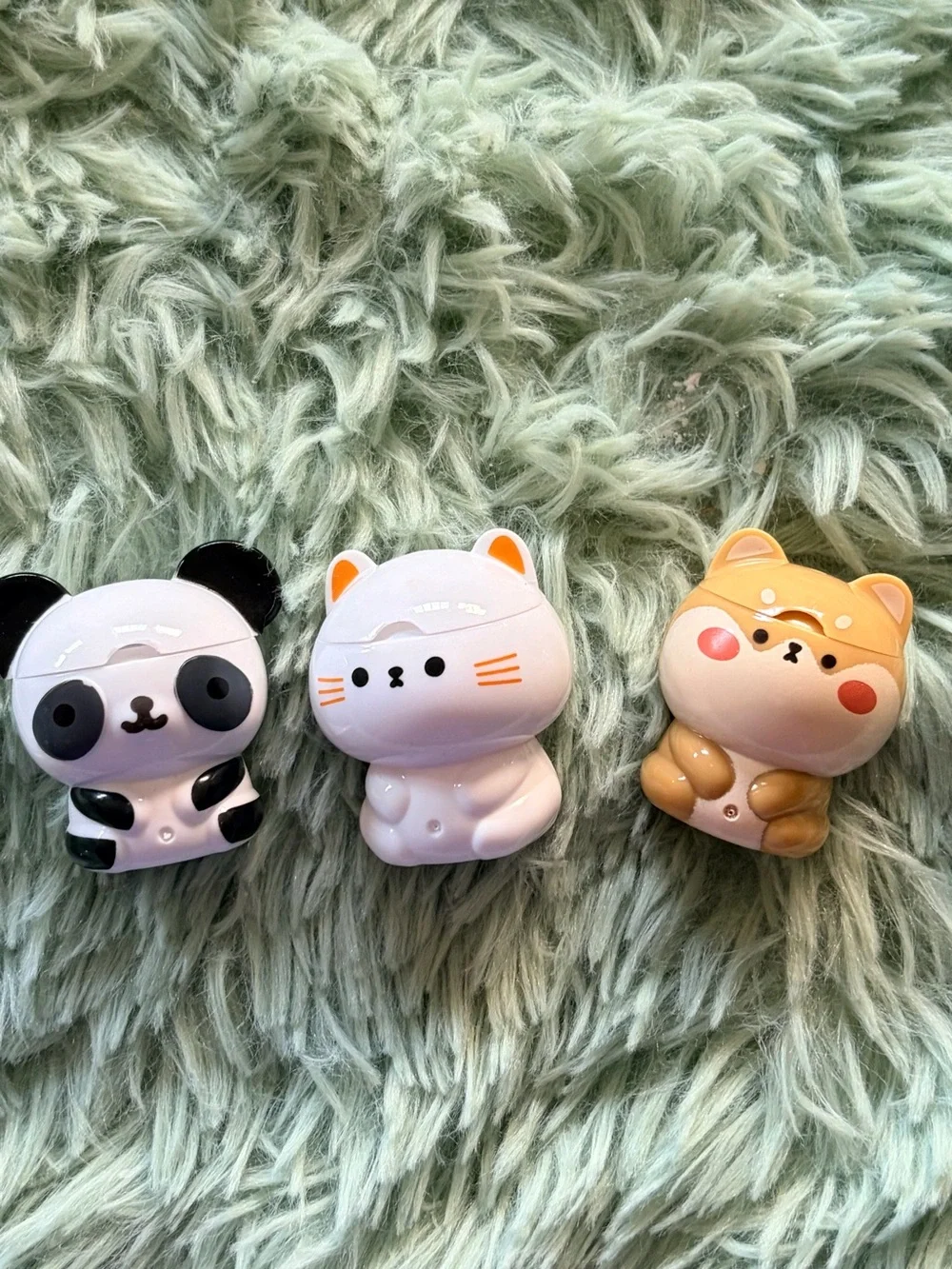 Lot of collectible animal flossers alien lip balm panda bear cat shiba